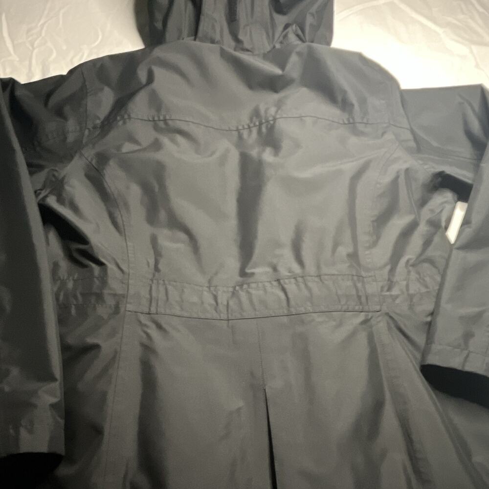L.L.Bean H2OFF Women's Black Hooded Mid-Length Rain Coat Jacket L Regular - Picture 13 of 15